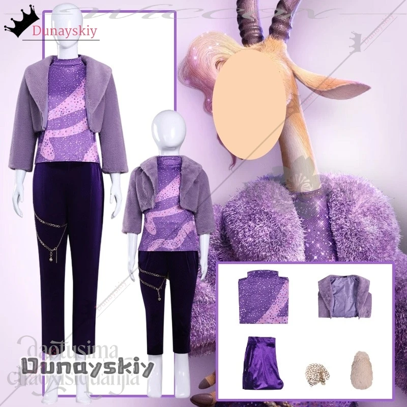 YiNuo@Anime Movie Animal 2 Cosplay Kiraa Costume Fashion Purple Glamorous Sparkly Stage Idol Uniform Furry Coat Pants Christmas