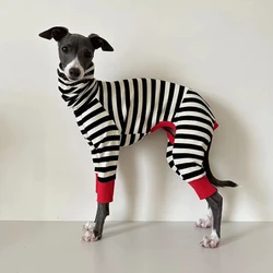 Ropa de cuatro patas a rayas de Galgo Italiano, ropa elástica suave, whippet, ropa cálida de invierno para perros