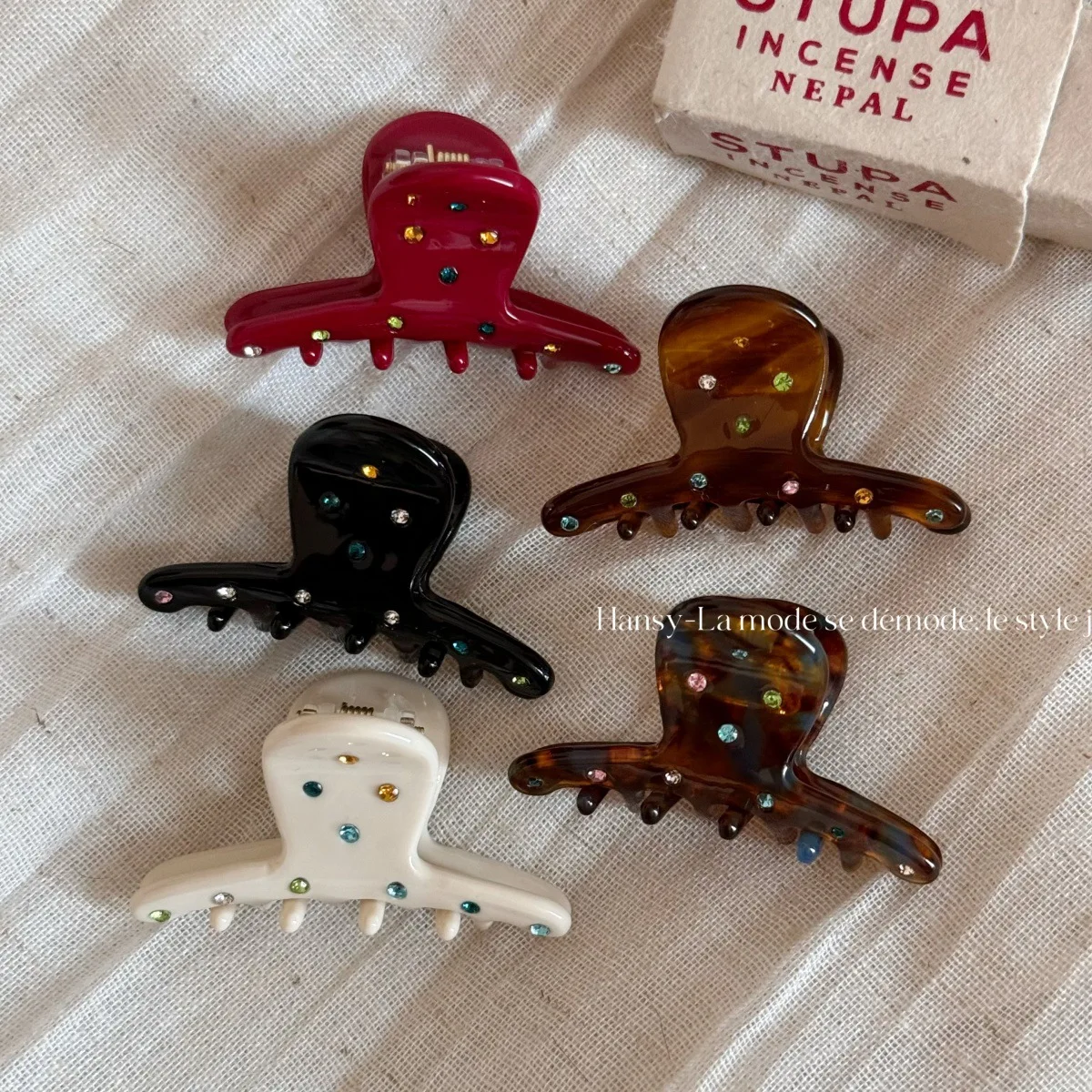 

Цветная заколка для волос с бриллиантами из ацетатного материала, маленькая заколка-краб для челки, женская заколка для полусобранных волос, маленькая заколка-краб для волос