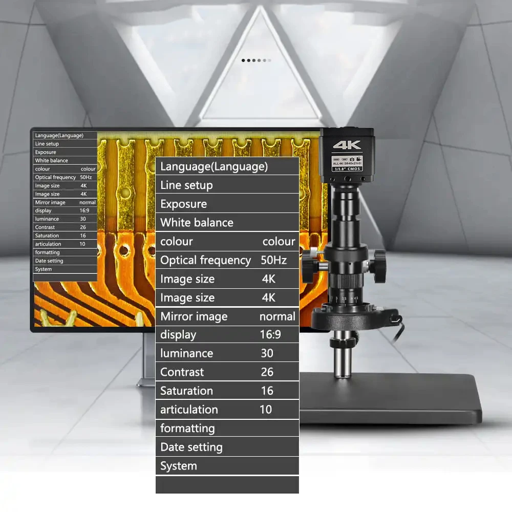 YIZHAN Set di microscopi industriali elettronici video 4K HD Tipo-C HDMI Fotocamera per confronto di congelamento Obiettivo zoom con attacco C 180X