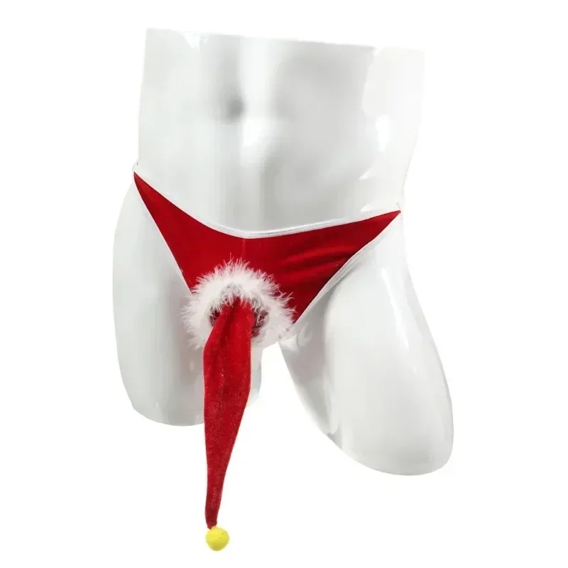 Sexy Male G-string Christmas Gifts for Husband Funny Erotic Lingerie Red Underwear Penis Sheath Underwear Elastic Waist Thongs