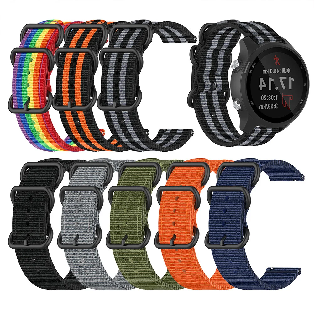 

Simple Dark Blue Watch Band Nylon Material Breathable Lightweight Strap Compatible with Garmin Forerunner 245M 645 Active3