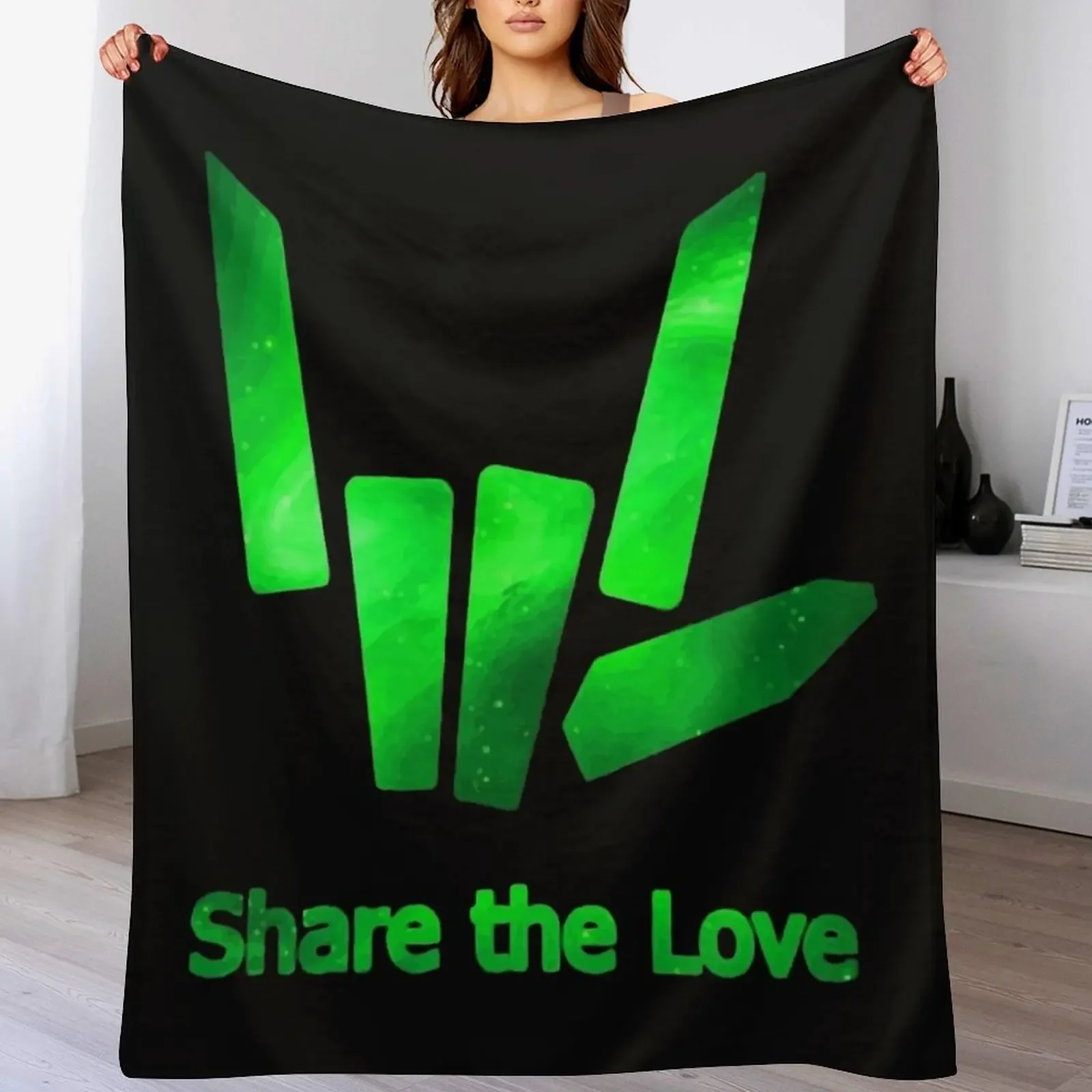 Kids share The Love green Galaxy Logo Throw Blanket Luxurious Soft Fuzzy Blanket for Sofa Bed