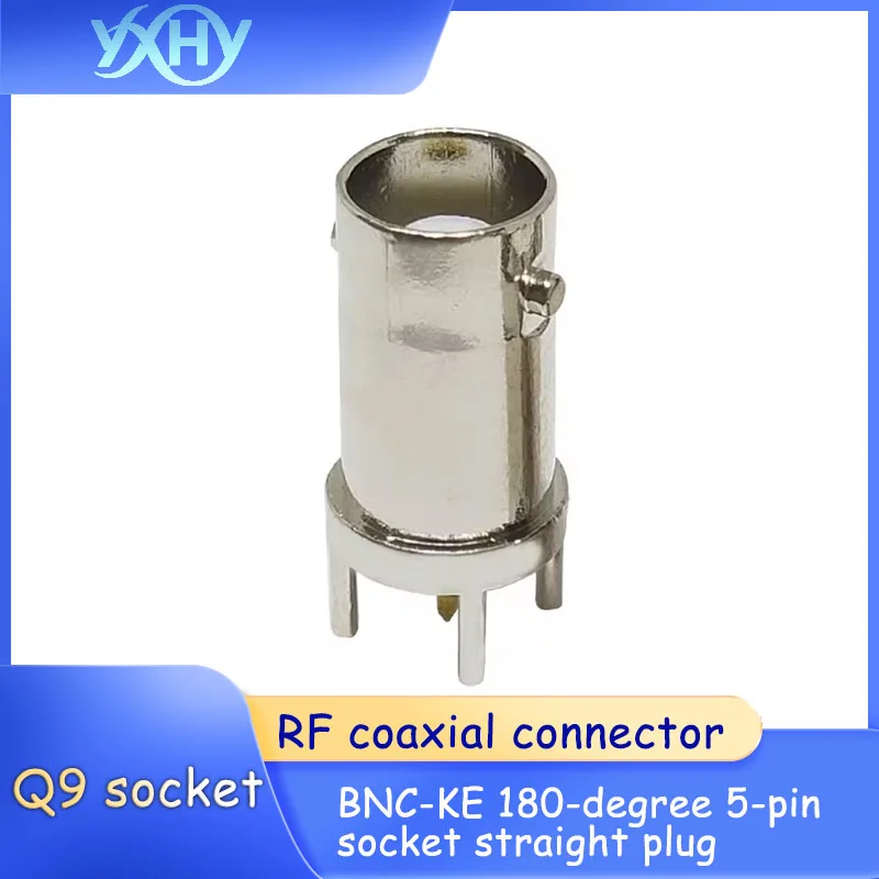10 PCS BNC-KE 180 degree 5-pin socket directly inserted into Q9 socket BNC solder board PCB board RF coaxial connector