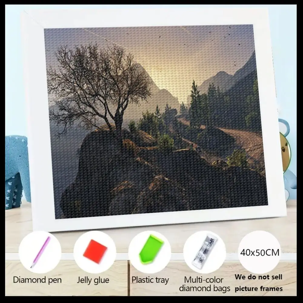 

1 шт. 5D набор алмазной живописи, 40x50 см живописный пейзаж DIY полная дрель с инструментами (алмазная ручка, желейный клей, пластиковый лоток, мульти