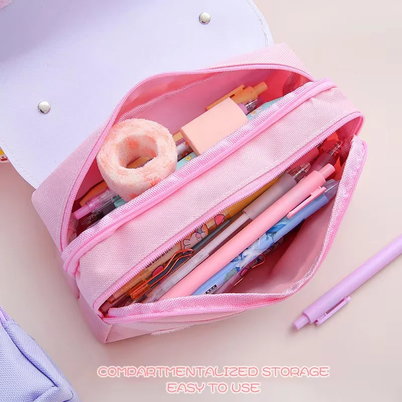 Trousse à crayons de décompression chat Kawaii, 1 pièce, sac à stylos Double couche de grande capacité pour étudiants, boîte de papeterie Portable pour filles