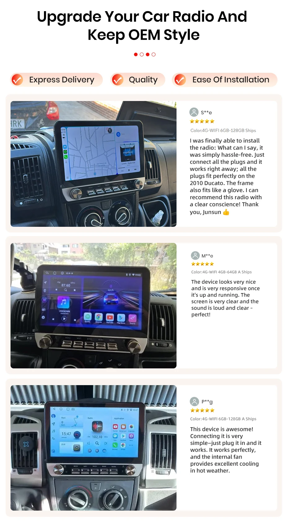 10,1" Autoradio für Fiat Ducato, Peugeot Boxer, Citroen Jumper 2006-2013, kabelloses CarPlay, Android Auto, Headunit, IPS-Touchscreen mit physischen Tasten, DSP, GPS-Navigation, RDS, BT, SWC, Plug-and-Play, 2DIN-Multimedia-Player mit zwei physischen Drehreglern – Detail 2