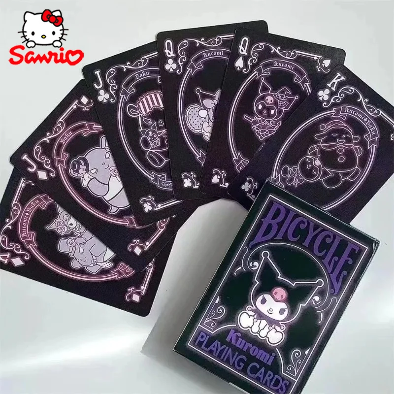 Kawaii Sanrio Kuromi Poker Cartoon Cute Children Playing Card giochi da tavolo carte da gioco giocattolo carta regalo collezione decorazione della