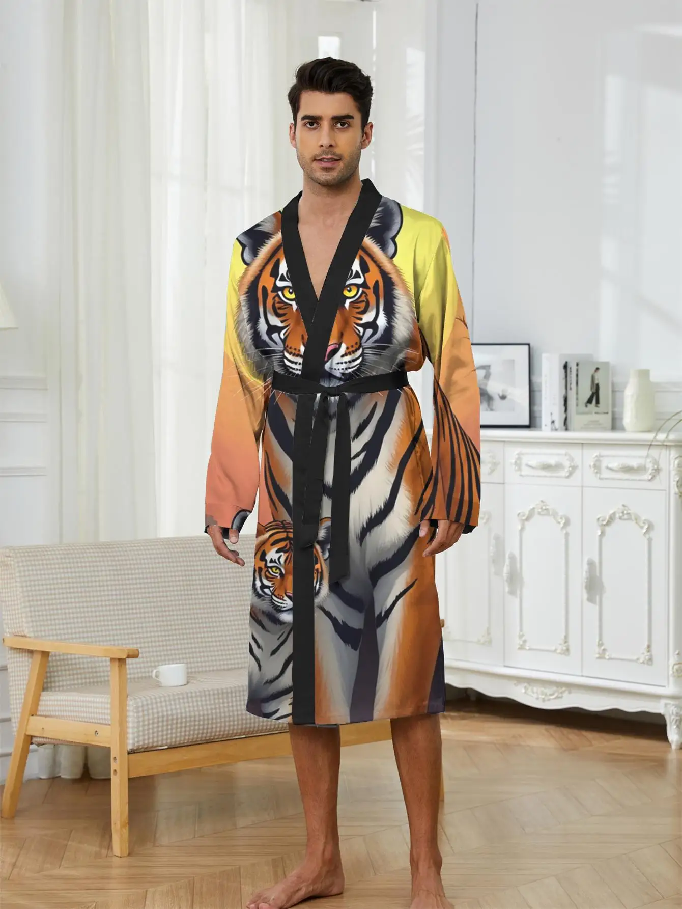 1pc Men'S Robes 2026 Spring/Summer Robe 3D Printed Graphic Men'S Bathrobe Robe Man Sleepwear Nightie for Men Polyester