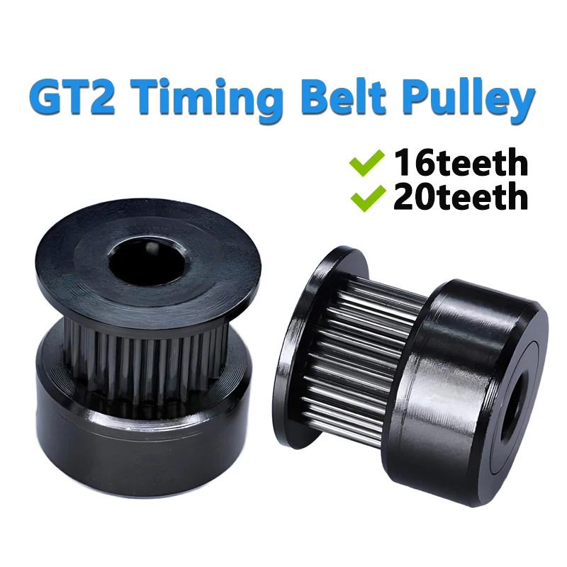 1/2/3/4/5PCS GT2 Timing Pulley Bore 5mm Shaft 16/20 Teeth Black Alumium Pulley for 6mm Belt 3D Printer Parts