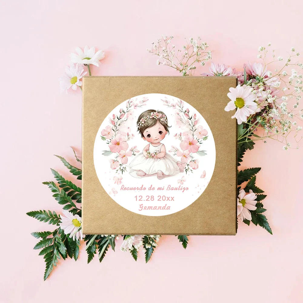 90 قطعة من ملصقات الأسماء وأعياد الميلاد لتغليف هدايا حفلات المعمودية