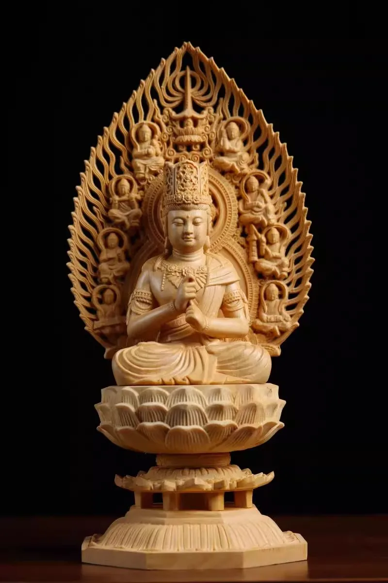 Exquisite Carving Set - Eight Buddhist Guardians & Deities (Vairocana, Avalokitesvara, Manjushri, Amitabha), Collector's Altar