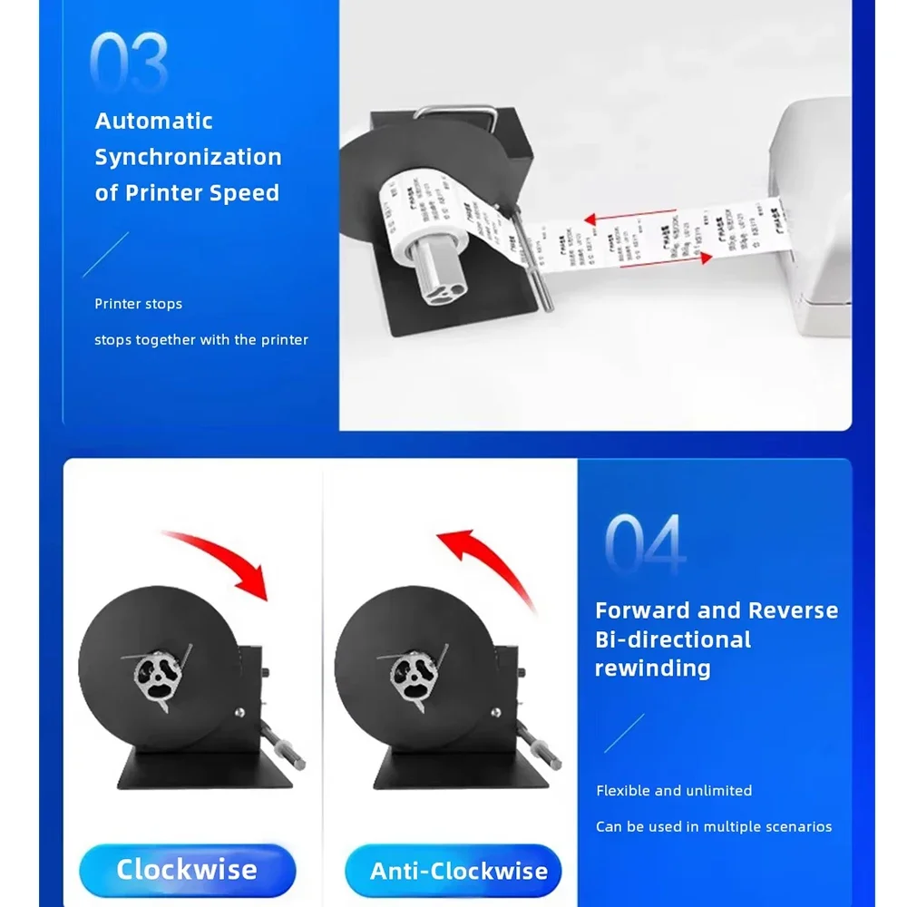 Automatic Label Rewinder Two-Way Rewinding Machine 100mm self-adhesive Barcode Label Paper Clothing Wash Mark Barcode Sticker