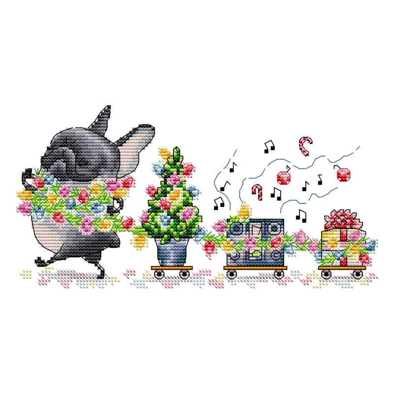 שמחה יום שמש לחצות סטיץ ערכת תפר צרפתית bullbog דפוס רקמה בד צלב מודפס צלב