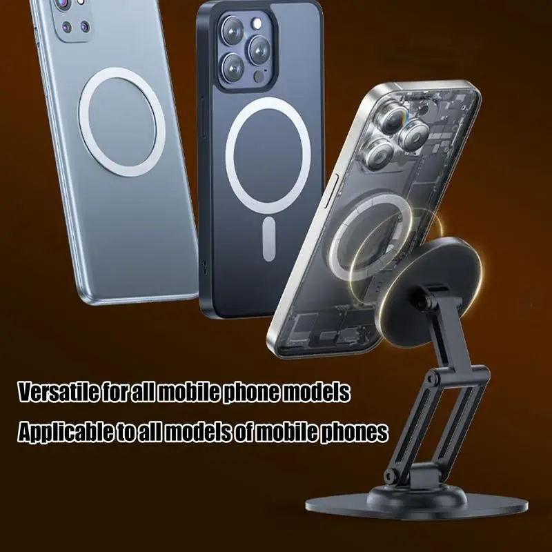 

Cell Phone Desk Stand Mobile Stand Desk Phone Holder Magnetic Bracket 360 Degree Rotating Adjustable Height Foldable Dock For