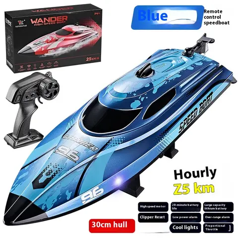 Remote Control Speedboat Waterproof With Lights Capsize Reset Remote Control Children'S Water High-Speed Boat Toy Boat Gift