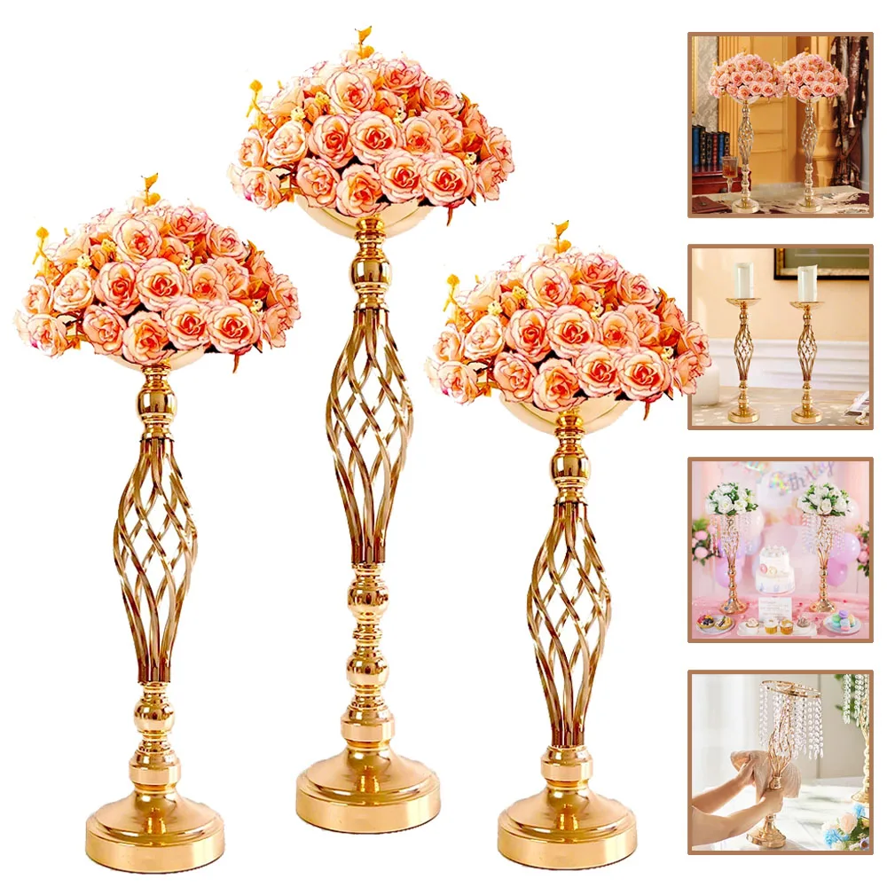 

2025 Dining Table Candle Holder Arrangement Gold Silver Flower Arranger Path Candle Holder Wedding Flower Props Home Furnishings