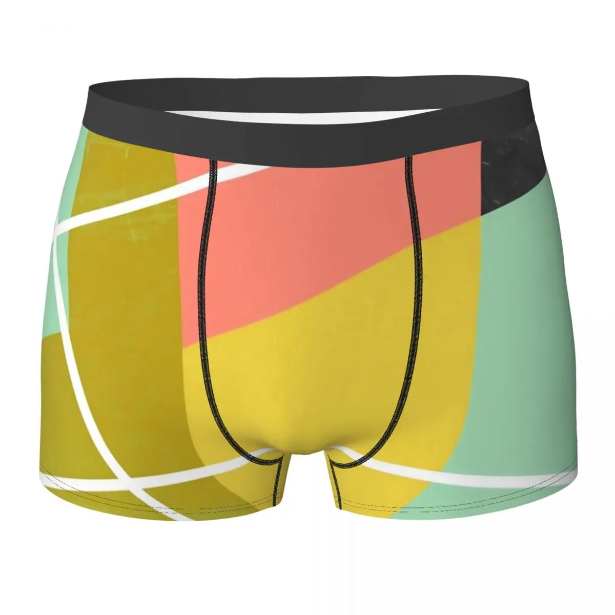 ColorBlock Underwear Geometry Print Males Underpants Print Sexy Boxer Shorts Hot Shorts Briefs Plus Size