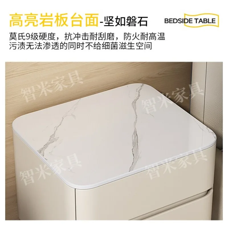 All solid wood bedside table cat scratching skin 2026 Internet celebrity master bedroom bedside table light luxury matte rock sl