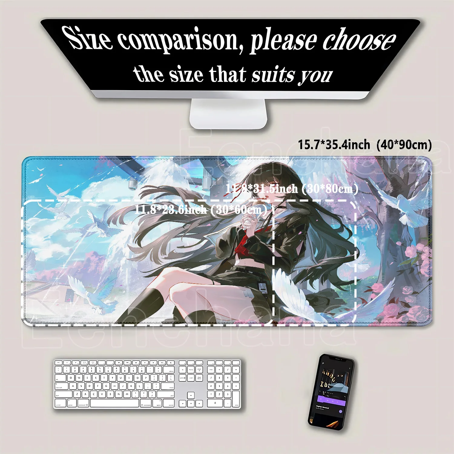 Podkładka pod mysz Chisa Nowa Rola Kawaii Gaming Wuthering Waves Śliczna Anime Girl Antypoślizgowa Gumowa Podkładka pod Klawiaturę z Nadrukiem HD Mata na Biurko — zdjęcie produktu 4