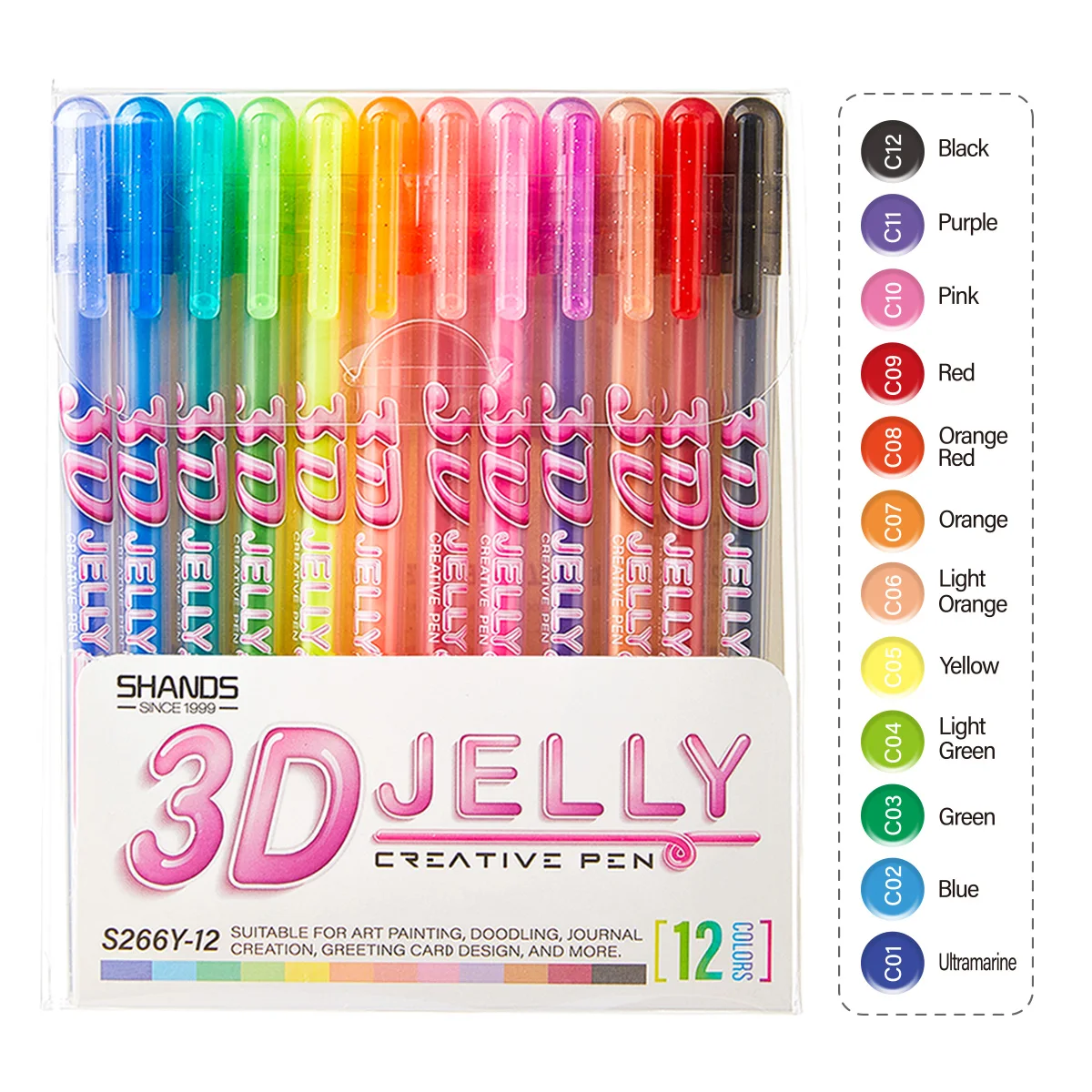 

12-piece fine writing and coloring tool with a 3D effect, 1.0mm raised texture, suitable for glass and plastic engraving.
