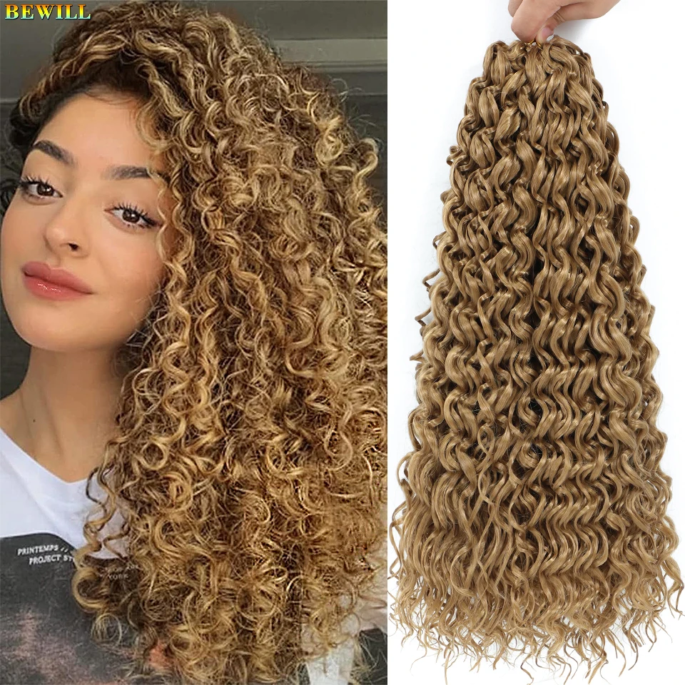 BEWILL GoGo Curl Häkelhaar 14 18 Zoll Wasserwelle Strand Curl Häkelhaar Ombre Synthetische böhmische Zöpfe Haarverlängerungen 1B – Detail 14