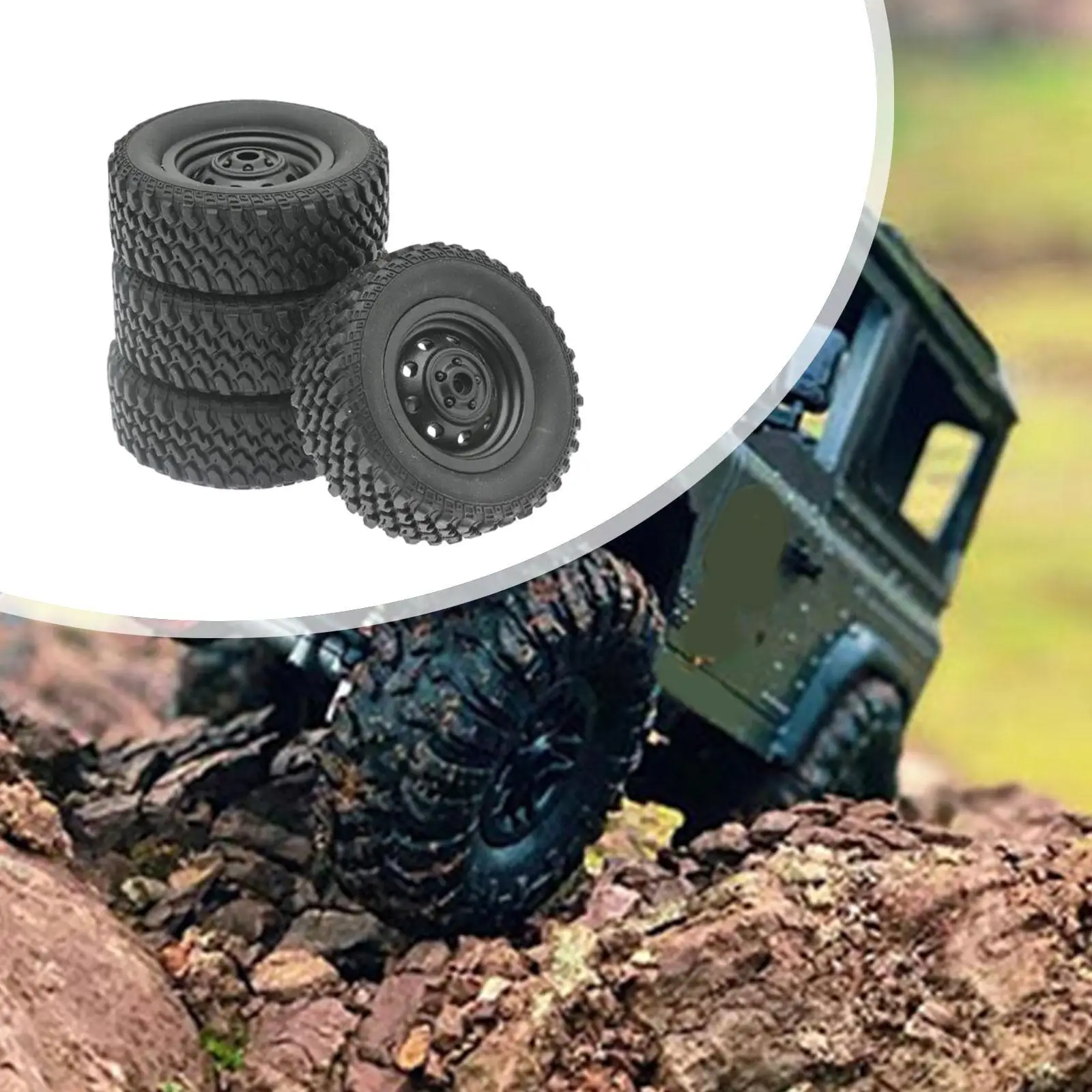 4 Pieces RC Car Wheels and Tires Replacement Easy to Install RC Crawler Car Tires for MN82 MN78 1/12 RC Car Accessories