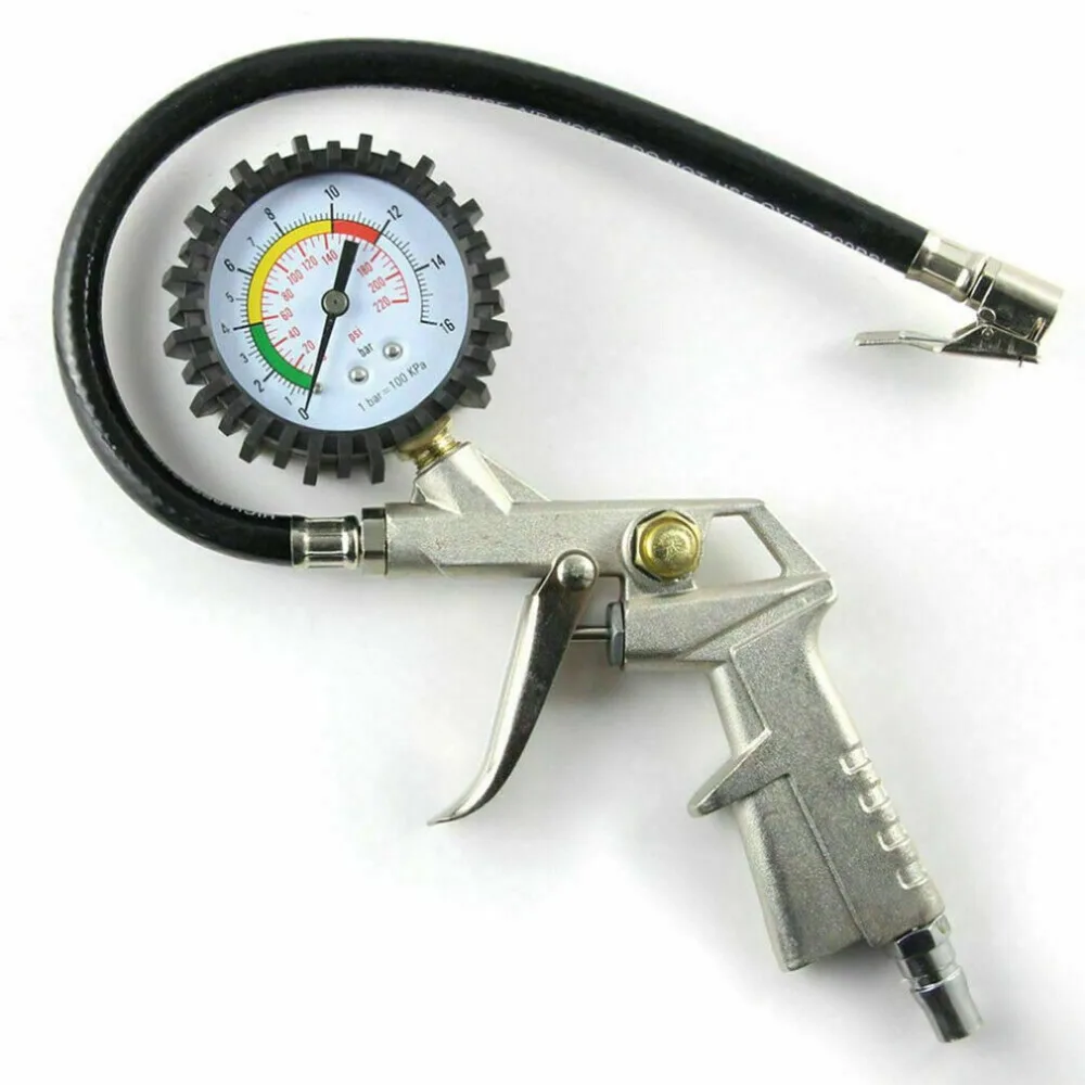 

Tire Pressure Gauge High Precision Tire Pressure Monitor With Inflation Mechanical Pointer for Automobiles Silver handle