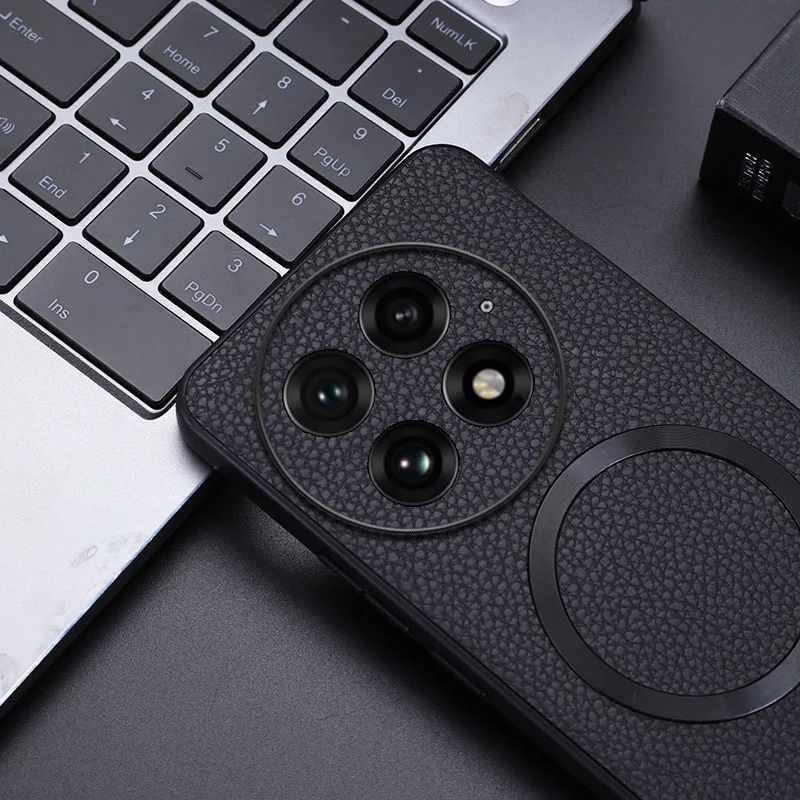 funda For OnePlus 13 чехол ELVEV Magnetic PU Leather Lichee Pattern +PC Protection Phone Cover чехол на Oneplus 13