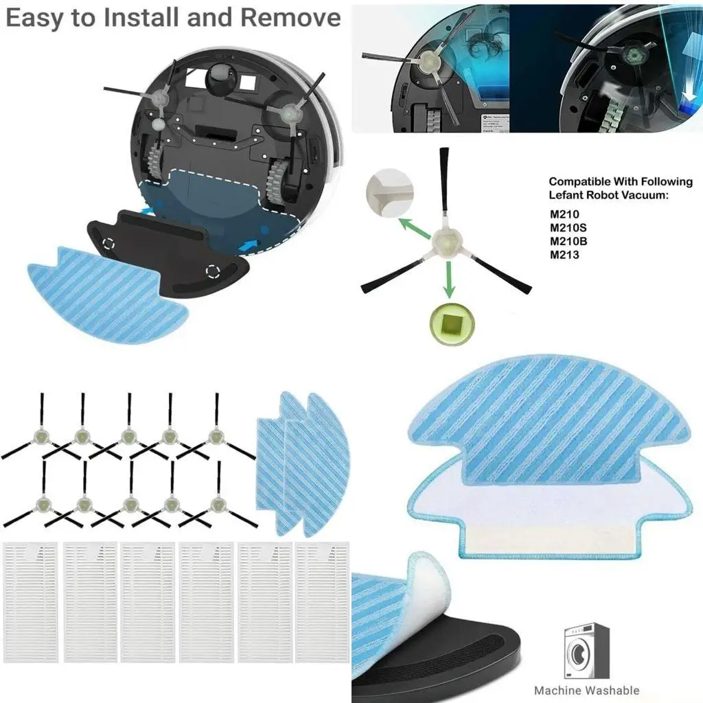 

D0AB Side Brush Robot Vacuum Cleaner Accessories Robot Replacement Sweeper Tools Mop Pad Replacement Part Filters for Lefant