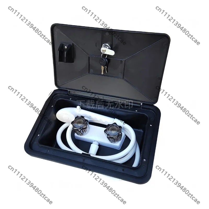 

RV Outdoor Handheld Shower Box, Lockable With Key Portable Caravan Exterior Bath Shower Spray Kit