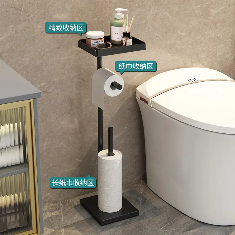 

Toilet Toilet Tissue Holder Light Luxury Creative Vertical Floor Punch-Free Storage Toilet Toilet Paper Holder Bathroom