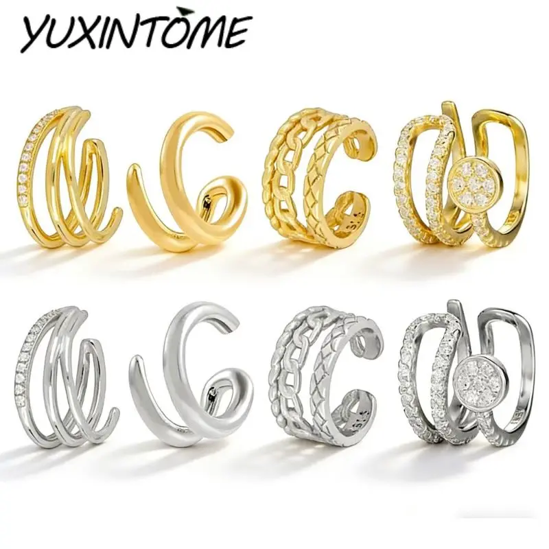 1PCS 24k Gold Premium Luxury Lrregular Design Zircon Ear Clip Earring Women's Fashion Generous Party Wedding Earring Accessories