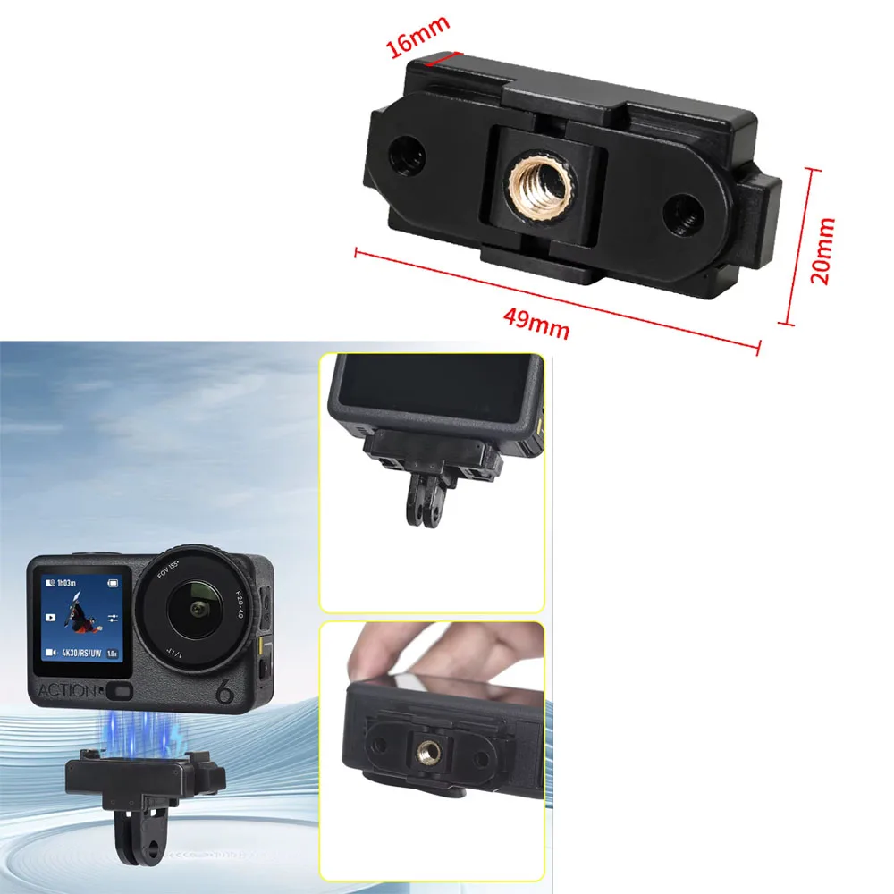 

for DJI Osmo Action 6 Magnetic Camera Mounting Base with 2-claw Interface and 1/4inch Screw Hole Quick Release Extension Mount