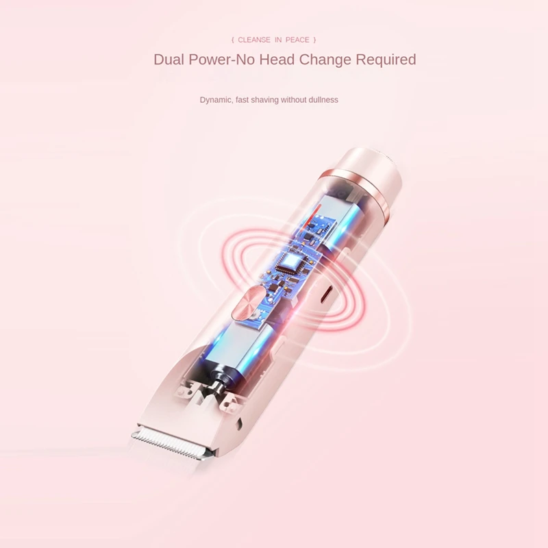 A98G-Bikini Trimmer For Women Electric Shaver 2-In-1 Body And Facial Hair Removal Double Head For Pubic Face Underarm Legs