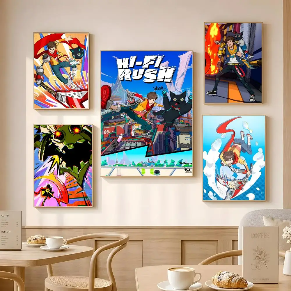 Game Hi-Fi RUSH Poster Poster Self-adhesive Art Waterproof Paper Sticker Coffee House Bar Room Wall Decor