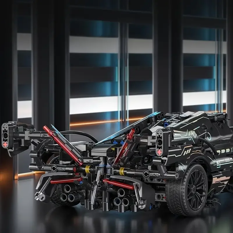 مجموعة مكعبات بناء سيارة رياضية سوداء مكونة من 1234 قطعة، لعبة نموذج سيارة سباق للبالغين يمكنك صنعها بنفسك، تضيف شخصية إلى ديكور المنزل