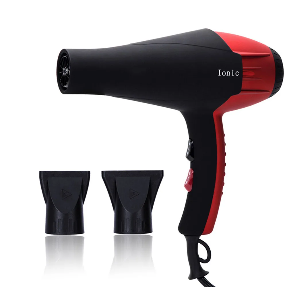 

Professional Ionic Salon Hair Dryer 2200W Powerful AC Motor Ion Blow Dryer Quiet Hairdryers with 2 Concentrator Nozzle Black/Red