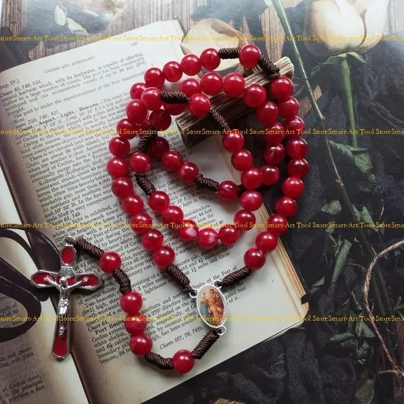E1PB 10MM Acrylic Bead Bead Necklace Necklace Vintage Coase Catholic Catholic لـ JES