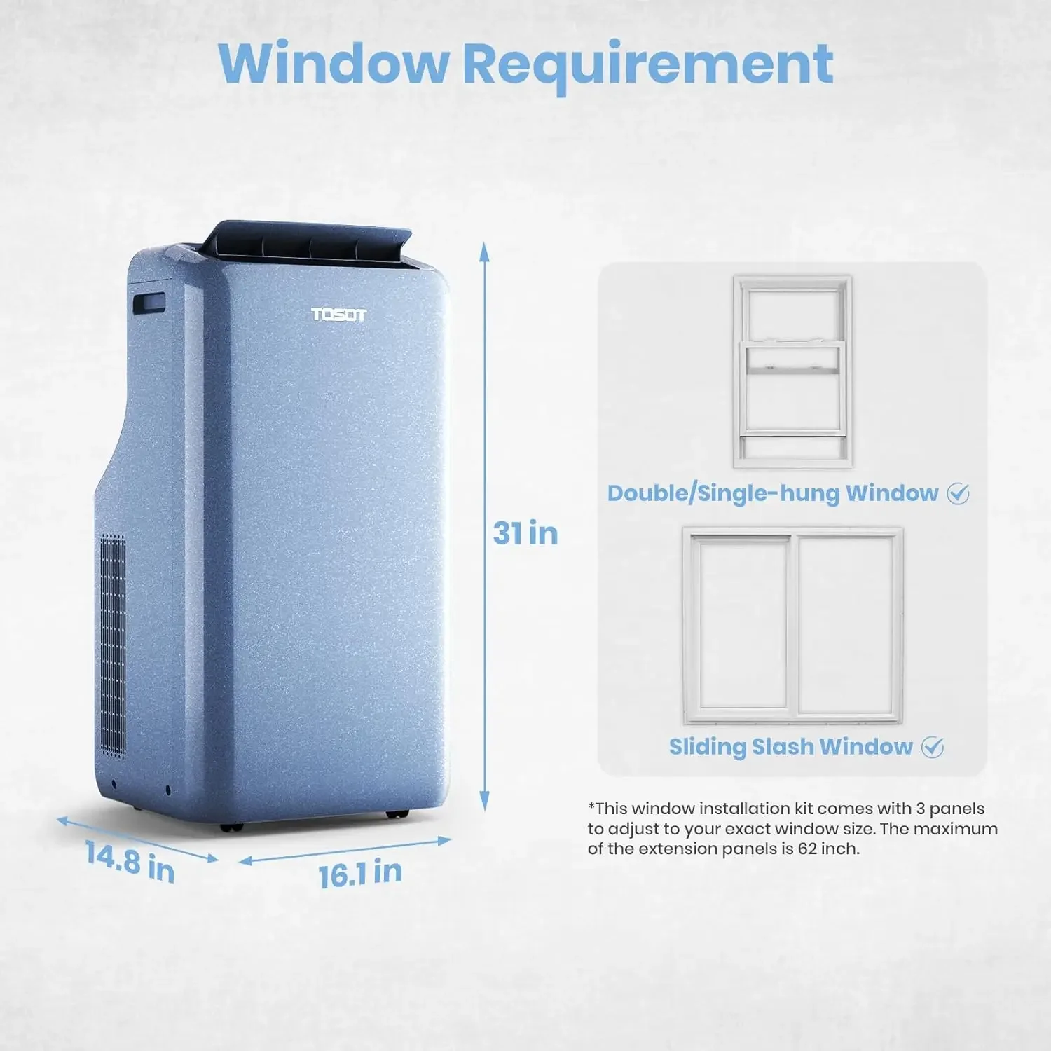 Aire acondicionado portátil Wifi SACC de 14.000 BTU (10.000 BTU) con modo de calefacción, refrigeración, deshumidificador, ventilador, oscilación automática, temporizador de 24 horas,