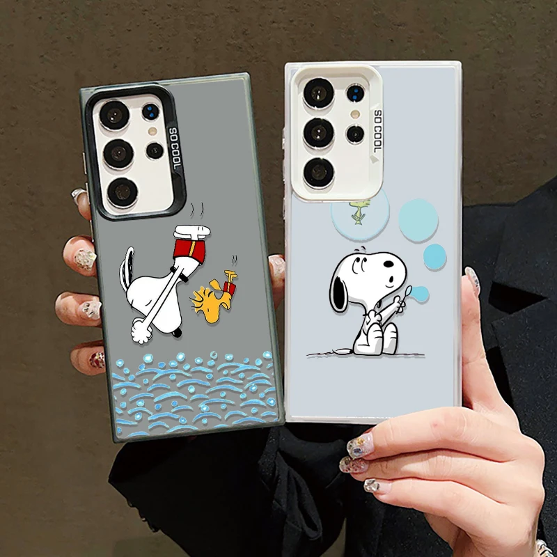 S-noopys мультфильм для Samsung Galaxy S24 S23 S22 S2 S20 Note 20 FE Ultra Plus красочный серебристый ударопрочный чехол для телефона Funda Coque
