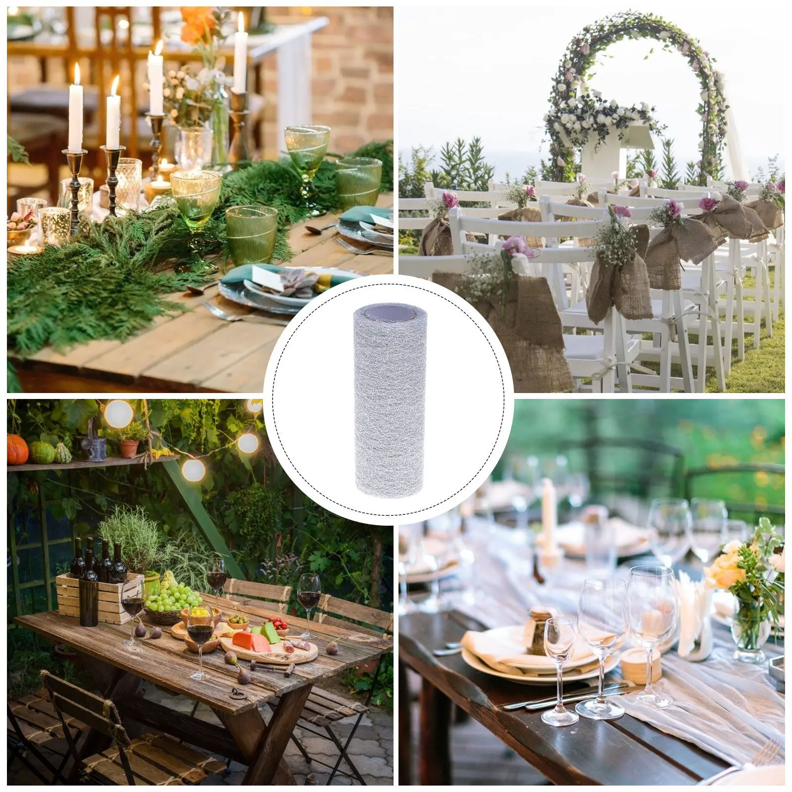 

1 рулон серебристого фатина 15 см x 10 ярдов, металлическая сетчатая ткань для свадебного декора, юбок-пачек, рукоделия, шитья, упаковки подарков, декора стульев