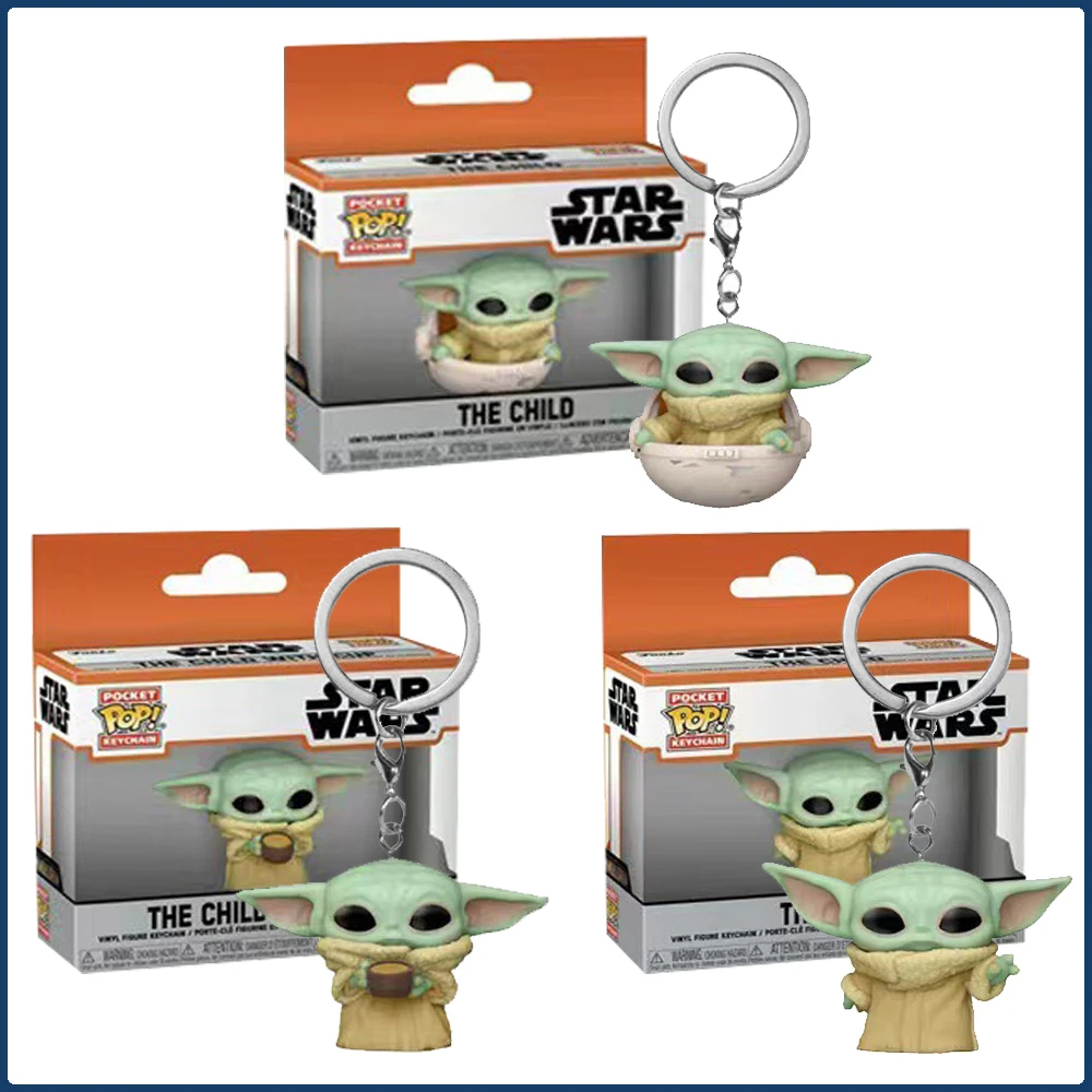 

Funko Pocket Keychains Movie Star Wars Yoda Master Cartoon Cute Q Version Periphery Action Toy Figures Keychains Collection Gift