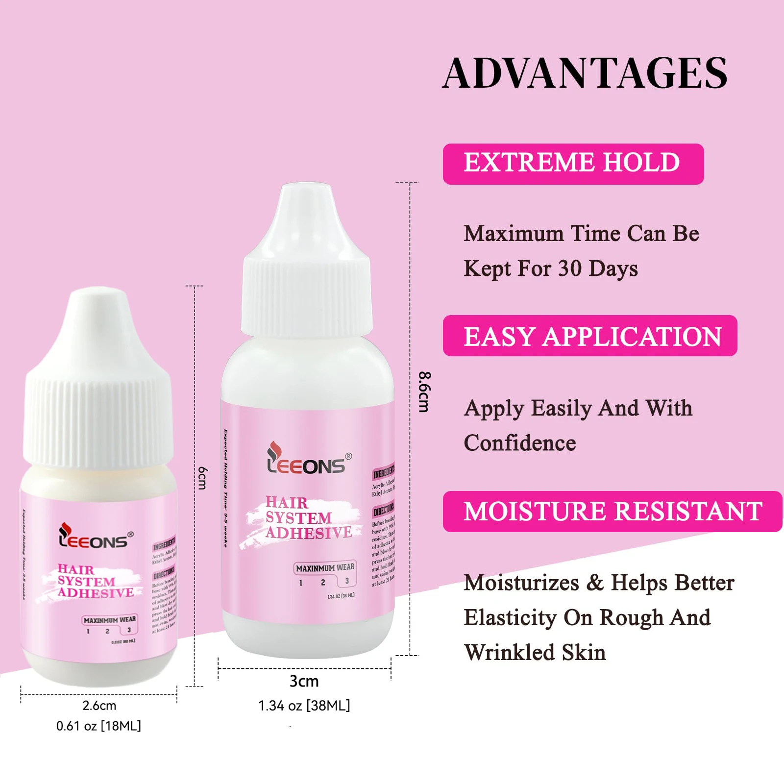 2pcs Invisible Wig Adhesive Glue for Wearing Lace Wigs Waterproof Wigs Liquid Glue and Remover Ultra Hold Wig Glue