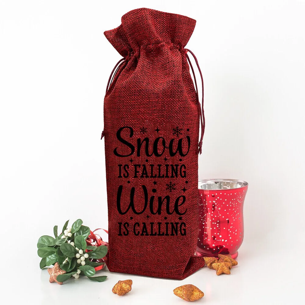 the christmas crew print Bottle bag wine bags Minimalist drinking cover new year table decoration package Wine lovers xmas gifts