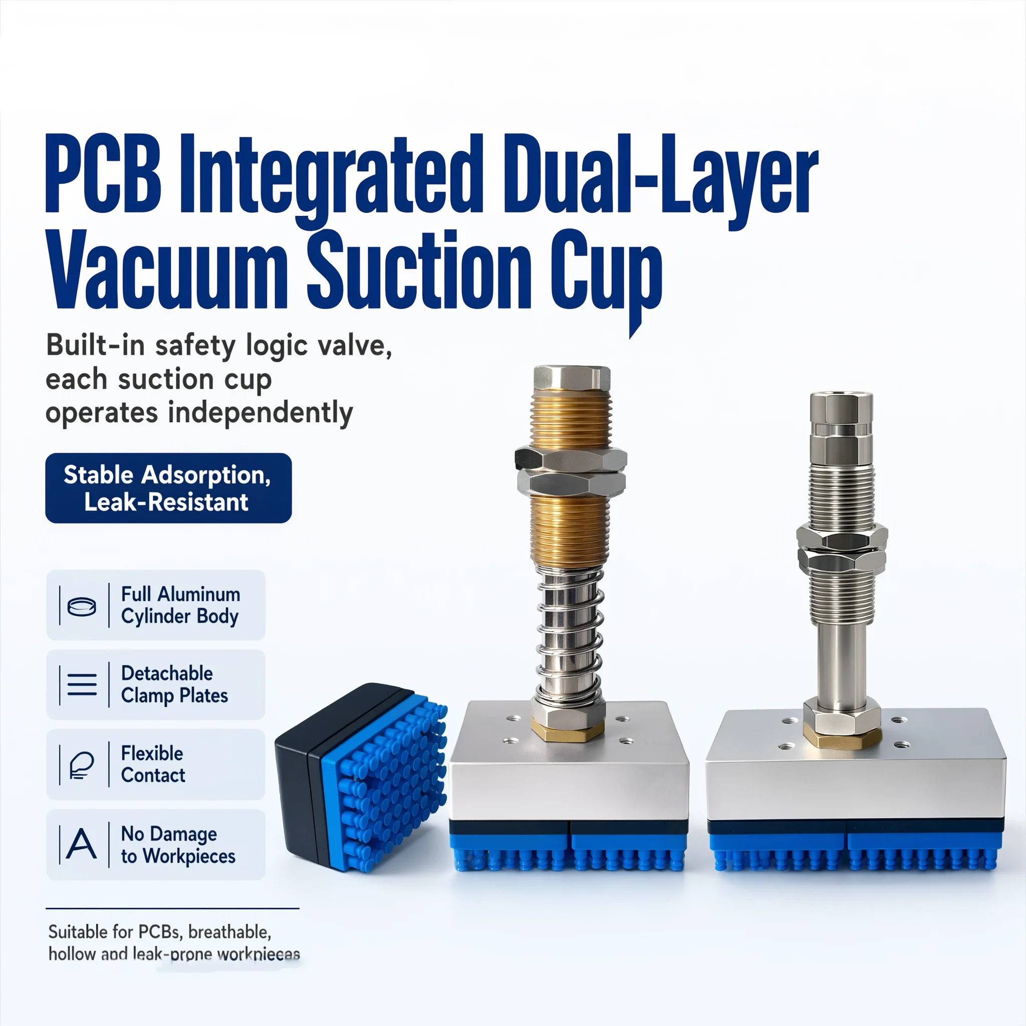 Integrated Double-Layer Vacuum Suction Cups Grid Pattern Gripper for PCB Circuit Board Porous Perforated Workpiece Handling