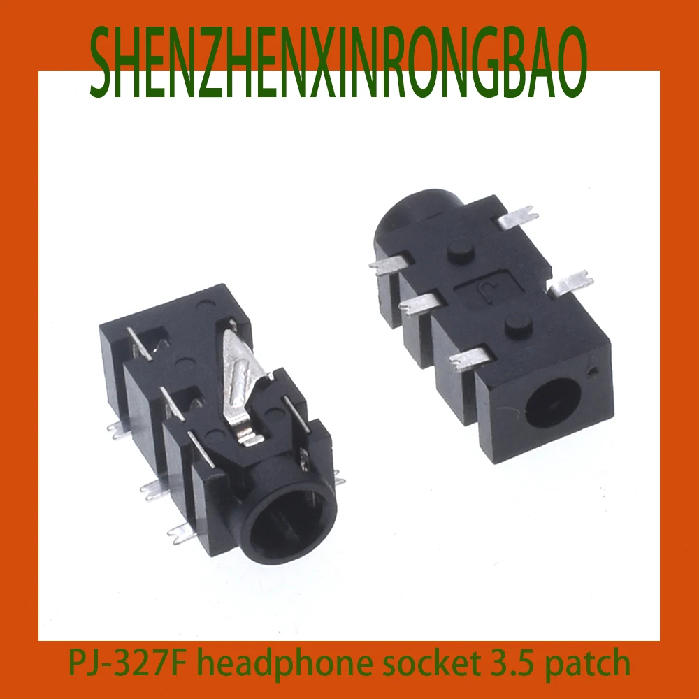 10Pcs PJ-327F headphone socket 3.5 inner diameter audio socket 3+2horizontal veneer 5-pin 4-section functional host audio socket