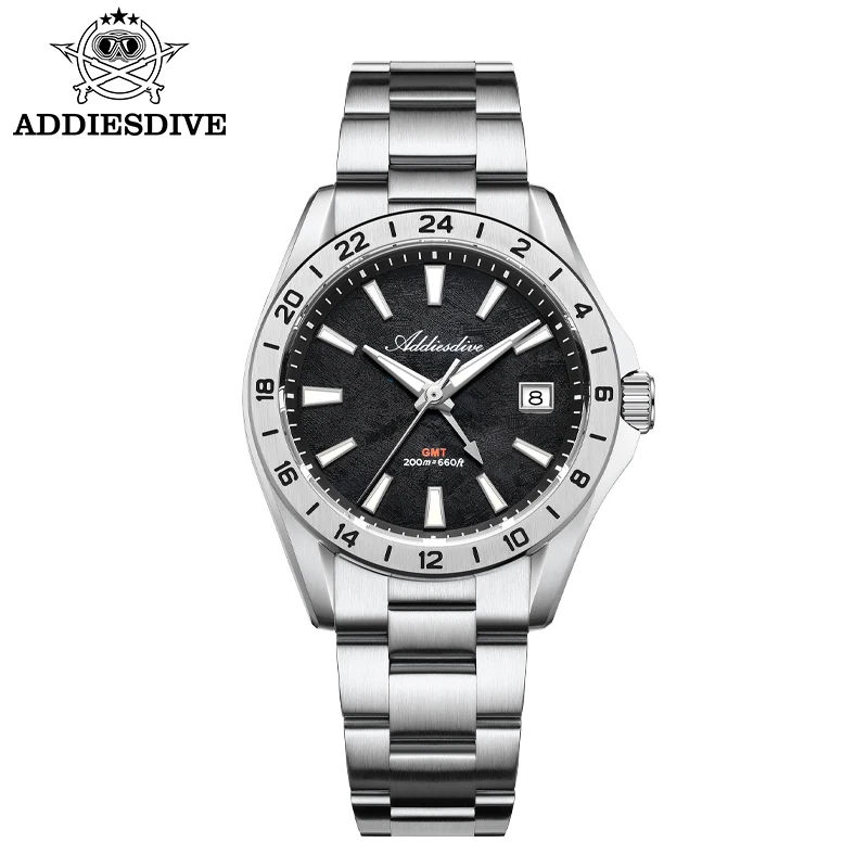 ADDIESDIVE GMT Quartz Watch Sapphire Crystal Stainless Steel BGW9 Luminous Men's Luxury Watch Waterproof 200M Outdoor WristWatch image 3