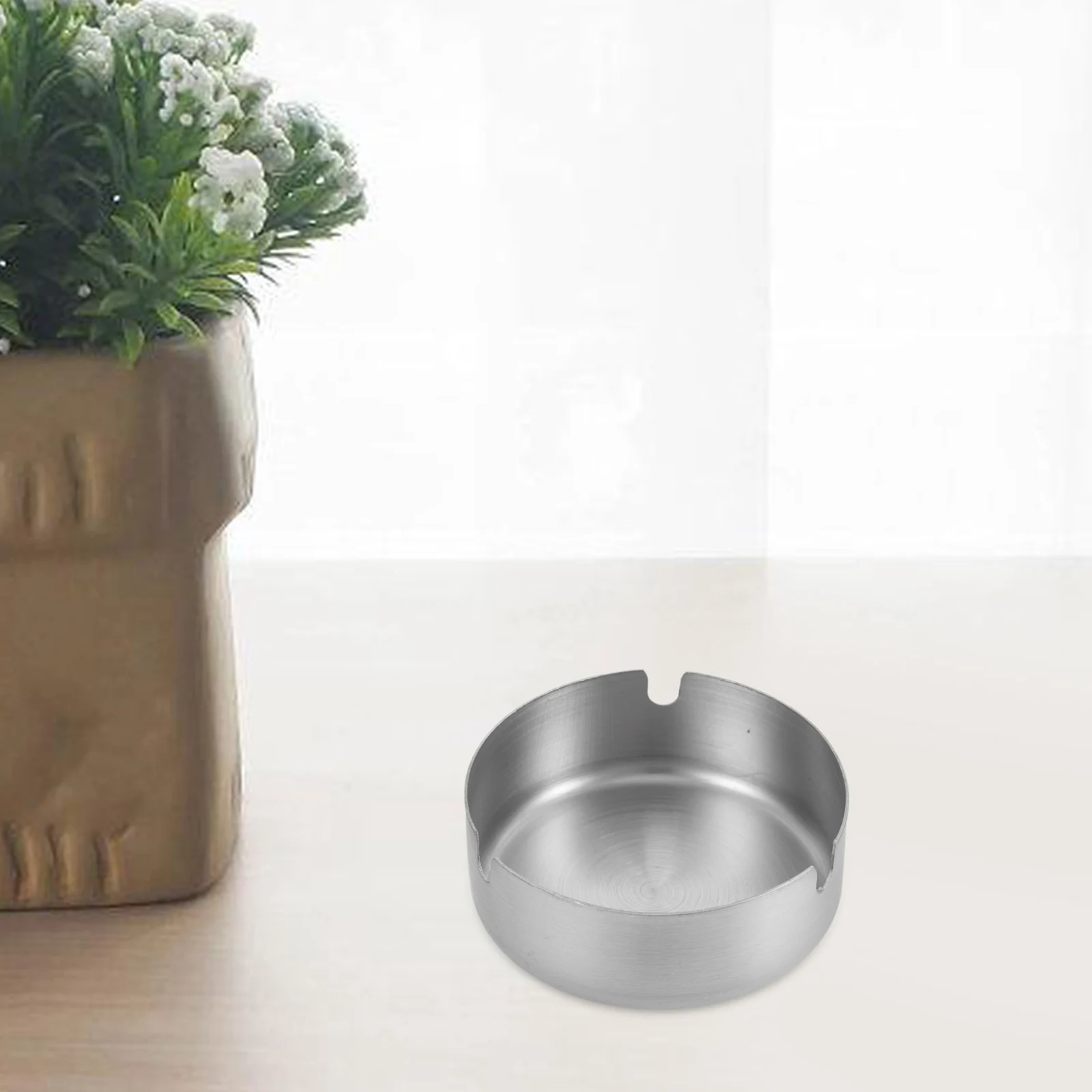 

Stainless Steel Ashtray Heavy Duty Windproof Easy Clean Restaurant Smoking Outdoor Deck Holder Tabletop Decoration