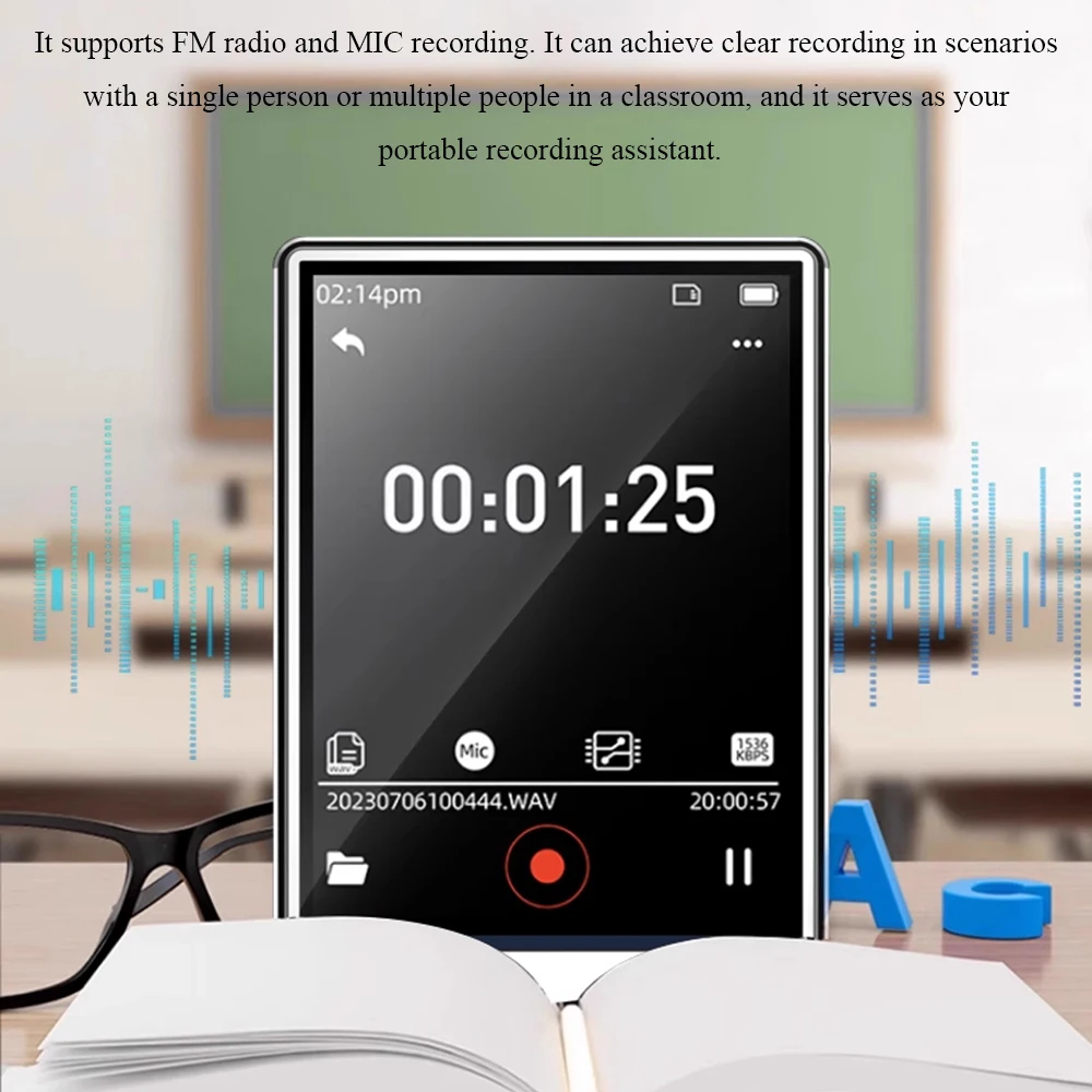 مشغل MP3 محمول بدون فقدان وكمان بلوتوث 5.1 2.4 بوصة تعمل باللمس مشغل موسيقى FM مع وظيفة التسجيل وذاكرة 32 جيجابايت #5